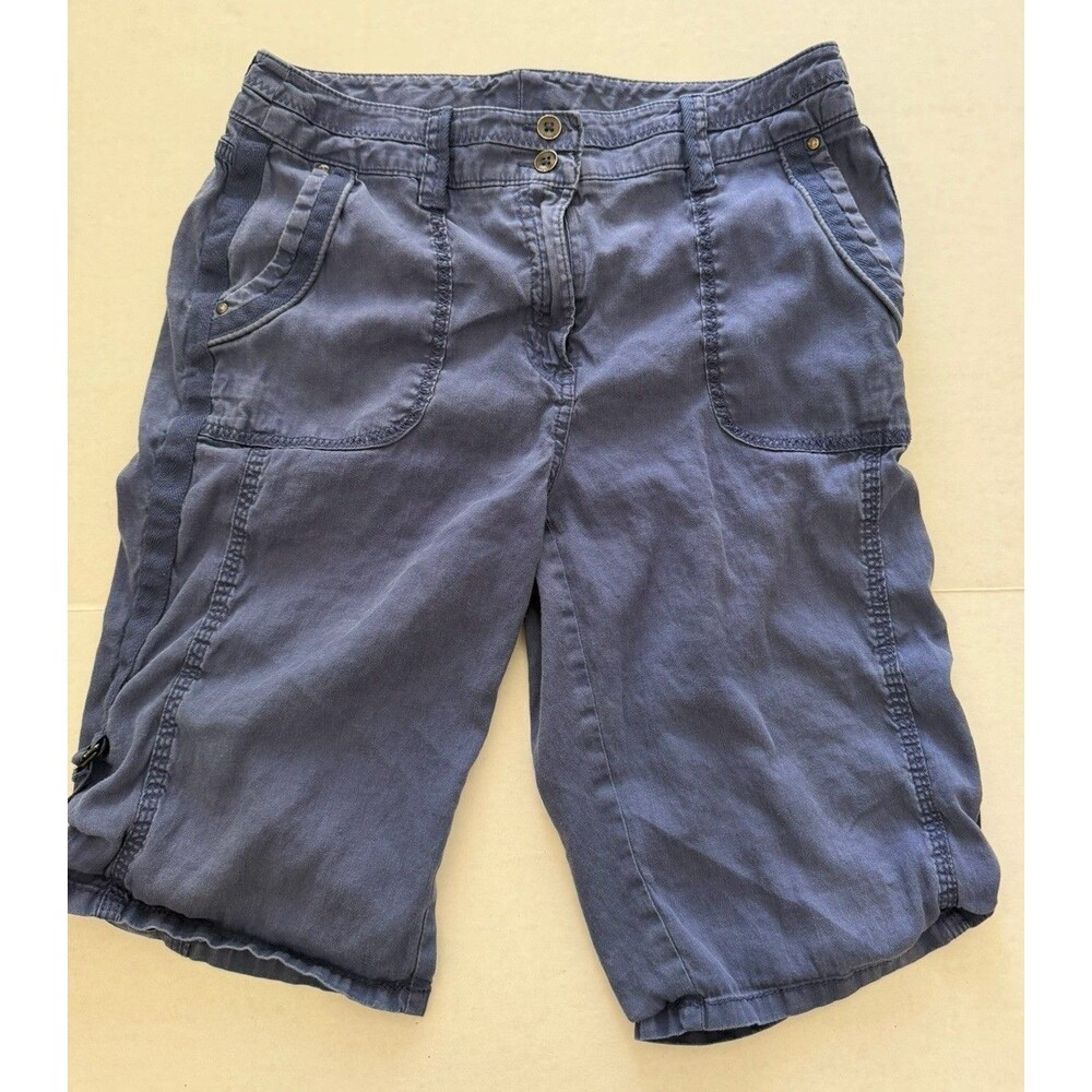 Chico’s Women’s Linen Blend Blue Shorts 0.5 Small 6 Resort Vacation Travel